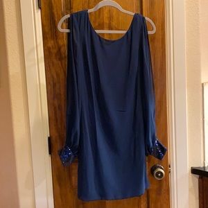 Navy Chiffon Dress (NWOT)